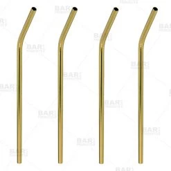 BarProducts.com Master Mixology Gold Plated Cocktail Straws - 4 Pack