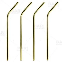 BarProducts.com Master Mixology Gold Plated Cocktail Straws - 4 Pack