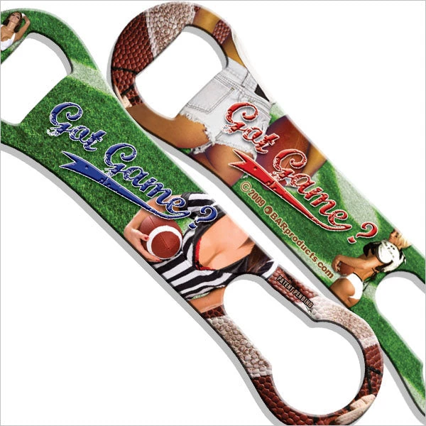 got-game-vrod-lbl-new_2.jpg BarProducts.com V-Rod® Bottle Opener / Pour Spout Remover - Got Game? Bartending Bottle Openers