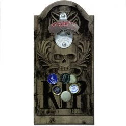 BarProducts Handcrafted Gravestone Wooden Bottle Opener With Magnetic Cap Catcher Woodshop Made In The USA