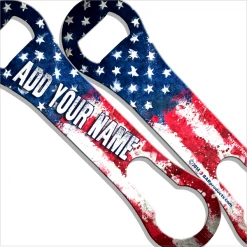 BarProducts.com ADD YOUR NAME V-Rod® Bottle Opener – Grunge US Flag