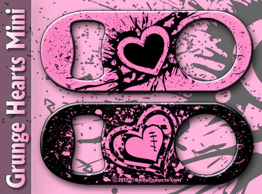 grunge-hearts-mini-label.jpg BarProducts.com Mini Speed Bottle Opener / Bar Key - Grunge Hearts