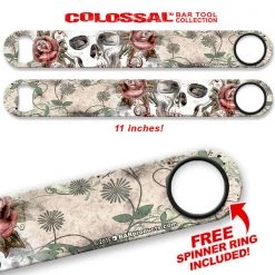 BarProducts.com Kolorcoat™ 11" Long COLOSSAL™ Speed Bottle Opener – Skulls N Roses Bartending Bottle Openers