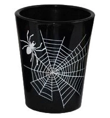 BarProducts.com Printed Black Shot Glasses - Halloween Themed - Spider Web