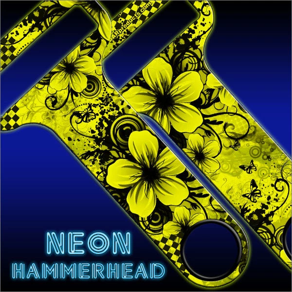hammerhead-opene-cool-floral-lbl-yel.jpg BarProducts.com HAMMERHEAD™ NEON Bottle Opener - Cool Floral