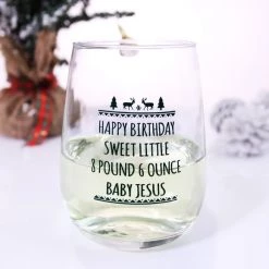 BarProducts.com Happy Birthday Baby Jesus Stemless Wine Glass