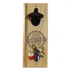 BarProducts Handcrafted Engraved Irish Pub Wooden Wall Bottle Opener W/ Magnetic Cap Catcher Woodshop Made In The USA
