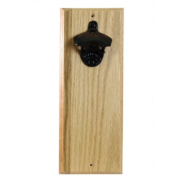 hard-wood-opener-magnet-1_1.jpg BarProducts Handcrafted Woodshop Made In The USA Wood Wall Plaque Bottle Opener With Magnetic Cap Catcher