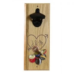 BarProducts Handcrafted Engraved Tree Heart Wooden Wall Bottle Opener W/ Magnetic Cap Catcher Woodshop Made In The USA