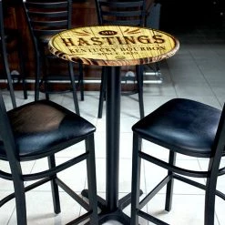 BarProducts.com BAR DECOR BarConic® Black Frame Bar Stool - Ladder Back - Black Vinyl Seat