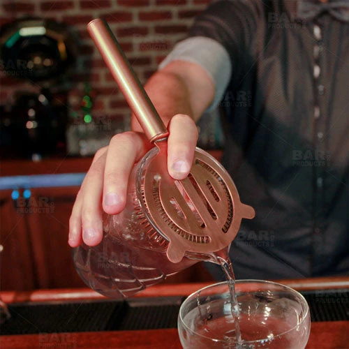 hawthron-strainer-anitique-finish-action.jpg BarProducts.com BarConic® Copper Hawthorne Cocktail Strainer - Antique Finish