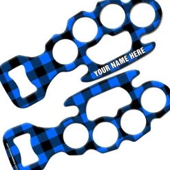 BarProducts.com ADD YOUR NAME Knuckle Buster Bottle Opener - Hipster Plaid