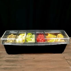 BarProducts.com SPECIAL COLLECTIONS Condiment Holder (4) 1-Quart (1) 2-Quart Fruit Trays - Black