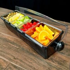 BarProducts.com SPECIAL COLLECTIONS Condiment Holder (4) 1-Quart (1) 2-Quart Fruit Trays - Black