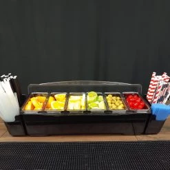 BarProducts.com Condiment Holder (6) 1-Quart Fruit Trays With Straw Holders