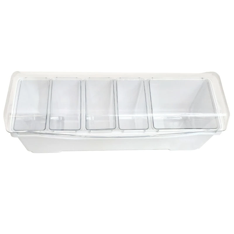 holder-white.jpg BarProducts.com Condiment Holder (4) 1-Quart (1) 2-Quart Fruit Trays - White SPECIAL COLLECTIONS