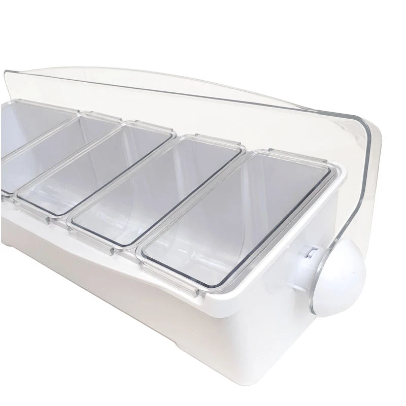 holder-white3.jpg BarProducts.com Condiment Holder (4) 1-Quart (1) 2-Quart Fruit Trays - White SPECIAL COLLECTIONS