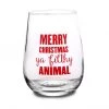 BarProducts.com Merry Christmas Ya Filthy Animal Stemless Wine Glass BAR SUPPLIES