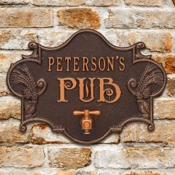 BarProducts.com BAR DECOR CUSTOMIZABLE Cast Aluminum Plaque (and Bottle Opener) - Hops And Barley Beer Pub Design 4 BarProducts.com BAR DECOR CUSTOMIZABLE Cast Aluminum Plaque (and Bottle Opener) - Hops And Barley Beer Pub Design