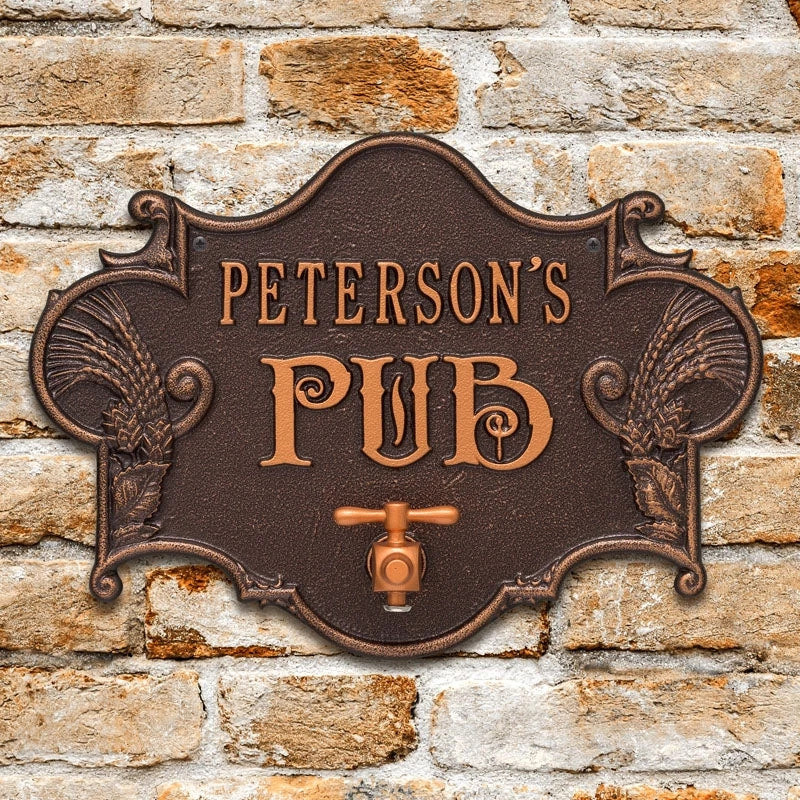 hops-barley-pub-bpc-2.jpg BarProducts.com BAR DECOR CUSTOMIZABLE Cast Aluminum Plaque (and Bottle Opener) - Hops And Barley Beer Pub Design