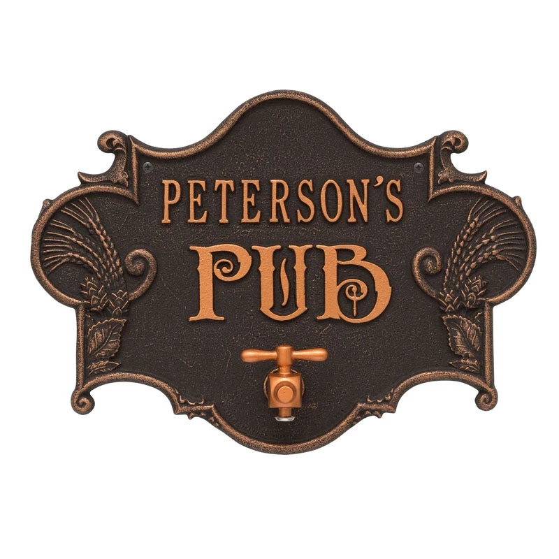 hops-barley-pub-bpc-7.jpg BarProducts.com BAR DECOR CUSTOMIZABLE Cast Aluminum Plaque (and Bottle Opener) - Hops And Barley Beer Pub Design