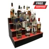 BarProducts.com BarConic® LED Liquor Bottle Display Shelf - 4 Step - Black - Multi Colored Lights - Several Lengths