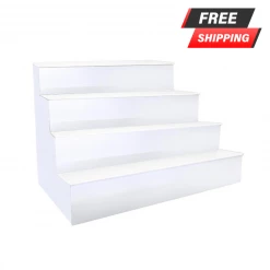 BarProducts.com BAR DECOR BarConic® LED Liquor Bottle Display Shelf - 4 Steps - Polished Mirrored Metal - Several Lengths