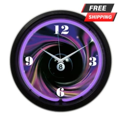 BarProducts.com Neon Clock - Eight Ball Swirl - 15" Diameter SPECIAL COLLECTIONS