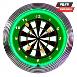 BarProducts.com SPECIAL COLLECTIONS Neon Clock - Darts - 15" Diameter