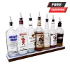 BarProducts.com BarConic® LED Liquor Bottle Display Shelf - Low Profile - 1 Step - Mahogany - Several Lengths