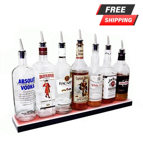 image_png_1117655757.png BarProducts.com BAR DECOR BarConic® LED Liquor Bottle Display Shelf - Low Profile - 1 Step - Black - Multi Colored Lights