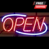 BarProducts.com BAR DECOR Open Blue Border NEON Sign