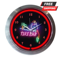 BarProducts.com SPECIAL COLLECTIONS Neon Clock - Tiki Bar - 15" Diameter