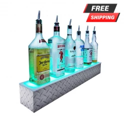 BarProducts.com BarConic® LED Liquor Bottle Display Shelf - 1 Step - Diamond Plate Print - Several Lengths