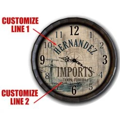 BarProducts Handcrafted Woodshop Made In The USA Custom Wood Barrel Top Clock - Vintage Imports