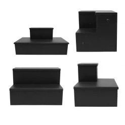 BarProducts.com BAR DECOR MixMaster™ 2 Tier Incremental Wooden Liquor Bottle Shelf Displays - BLACK