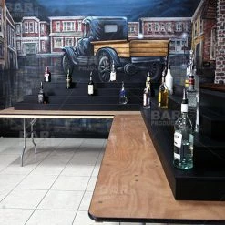 BarProducts.com BAR DECOR MixMaster™ 2 Tier Incremental Wooden Liquor Bottle Shelf Displays - NATURAL