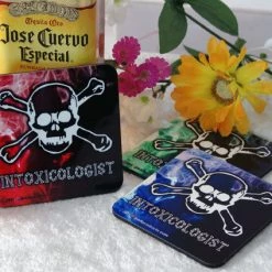 BarProducts.com Cork Bottom Coasters - Intoxicologist Theme - 4"
