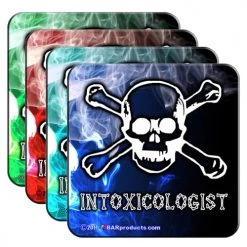 BarProducts.com Cork Bottom Coasters - Intoxicologist Theme - 4"