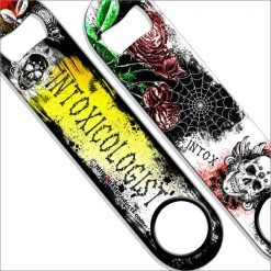 BarProducts.com Speed Bottle Opener / Bar Key - Grunge Intoxicologist Bartending Bottle Openers