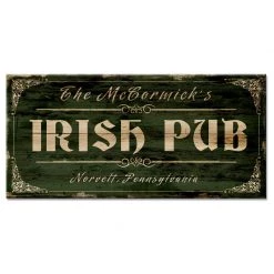 BarProducts.com CUSTOMIZABLE Large Vintage Wooden Bar Sign - IRISH PUB - 11 3/4" X 23 3/4" BAR DECOR