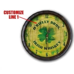 BarProducts Handcrafted Custom Wood Barrel Top Clock – Irish Whiskey Woodshop Made In The USA