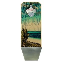 BarProducts Handcrafted Island Dreams – Wall Mounted Wood Plaque Bottle Opener And Cap Catcher Woodshop Made In The USA