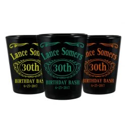 BarProducts.com CUSTOMIZABLE - 1.75oz Black Shot Glass - Birthday Bash BAR SUPPLIES