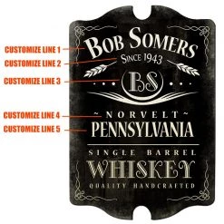 BarProducts Handcrafted Custom Tavern Shaped Wood Bar Sign - Single Barrel Whiskey