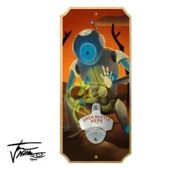 BarProducts.com Bartending Bottle Openers A Robot Grows - Wood Plaque Wall Mounted Bottle Opener