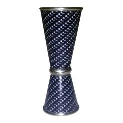 BarProducts.com Designer Jigger - Tall Double-Sided 28ML By 56ML - SILVER CARBON FIBER