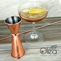BarProducts.com Master Mixology Olea™ Japanese Tall Jigger - Copper Plated - 1oz X 2oz