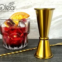 BarProducts.com Master Mixology Olea™ Japanese Tall Jigger - Gold Plated - 1 1/2oz X 1oz