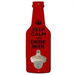 BarProducts Handcrafted Keep Calm Beer Shaped Wall Bottle Opener